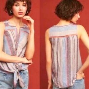 Maeve by Anthropologie tie front linen top